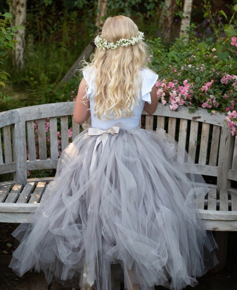Grey Flower Girl Dress Grey Flower Girl Dresses Grey Tulle Etsy UK