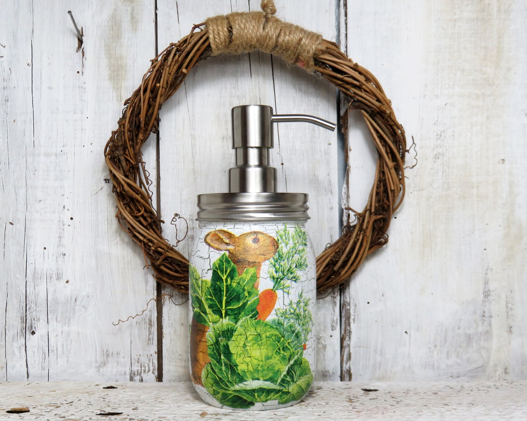 Green Crackle Garden Easter Bunny Rabbit Carrot Spring Mason Jar Soap ...