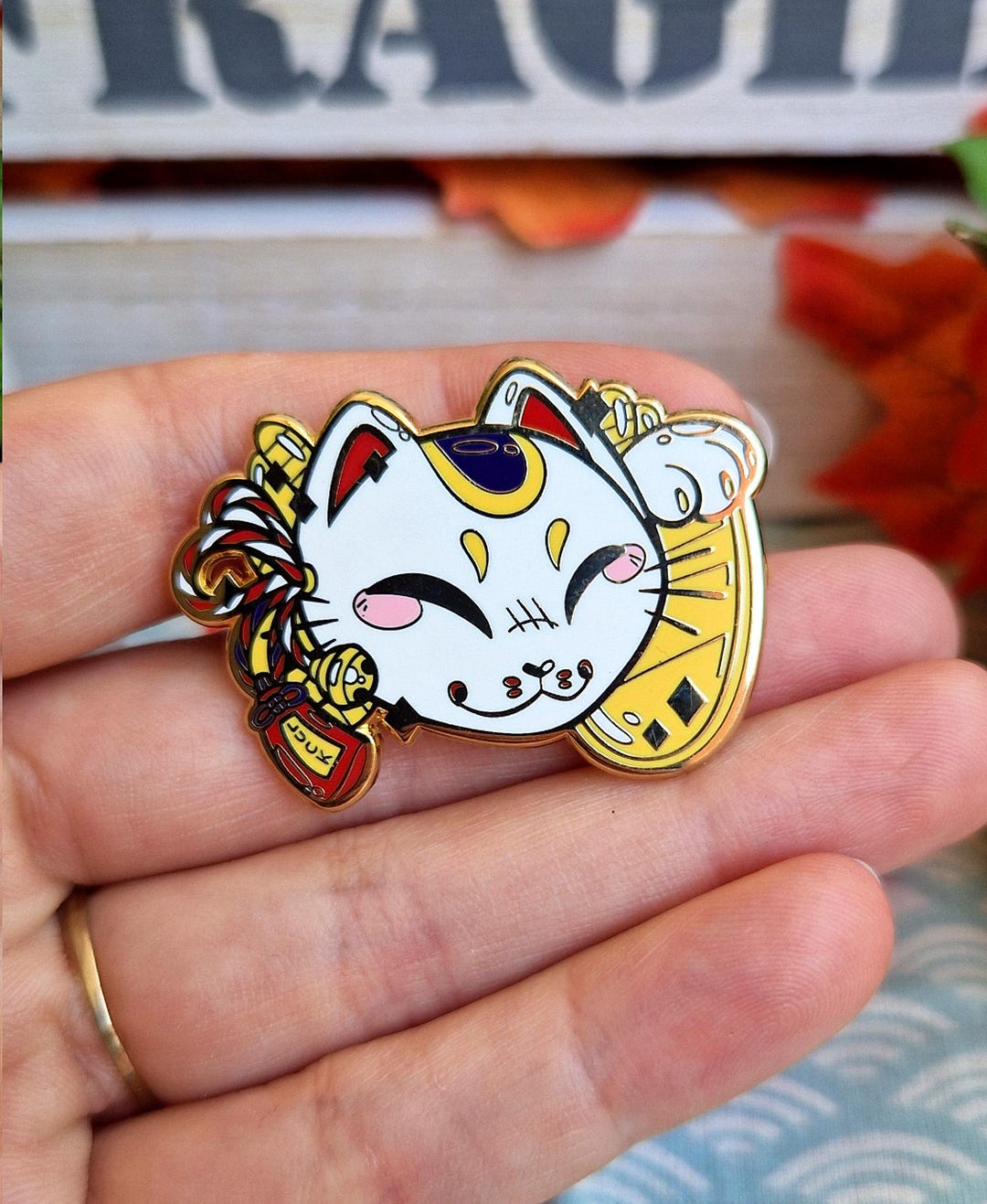 Maneki Neko Hard Enamel Pin - Etsy