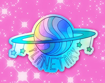 Planetary Saturn Holographic Vinyl Sticker