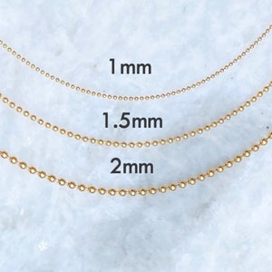 Ball Bead Chain Necklace, 14K Gold Filled Ball Chain, Sterling Silver Ball Chain, Everyday Necklace, Pendant Chain 1mm 1.5mm 2mm Bead Chain