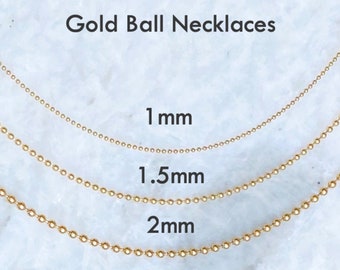 Gold Ball Chain Necklace, Silver Ball Chain Necklace, Gold Beaded Necklace, Bead Chain Necklace, Dainty Necklace, 1mm 1.5mm 2mm Ball Chain