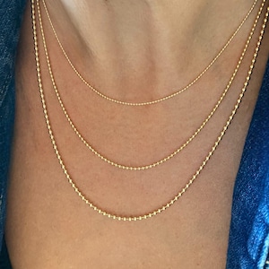 Gold Bead Chain Necklace, Gold Filled Ball Chains for Women Men, Gold Ball Chain Necklace, Gold Bead Ball Necklace, Dog Tag Ball Chain, Gift