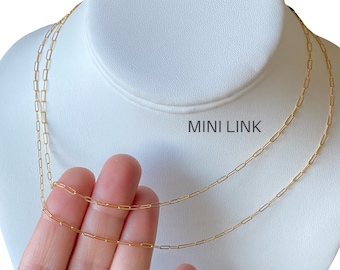 Dainty 14K Gold Paperclip Thin Chain Necklace, Gold Filled Simple Everyday Necklace, 14K Gold Filled Choker, Perfect Minimalist Jewelry Gift