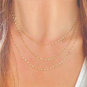 14K Gold Filled Mirror Chain Necklace: Dainty Sparkle Choker
