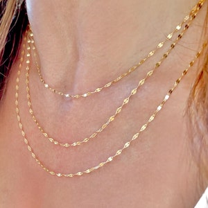 Mirror Chain Necklace, 14K Gold Filled Valentino Chain, Dainty Layering Necklace, Minimalist Everyday Gold Chain, 15” 16” 17” 18” 19” 20”