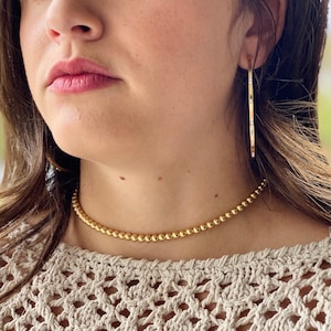 5mm Gold Bead Necklace, Shiny Gold Ball Beaded Necklace, Adjustable Gold Filled Beaded Necklace, Gold Bead Choker, Simple Statement Necklace