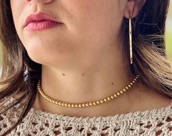 5mm Gold Beaded Necklace: Adjustable Round Gold Ball Chain