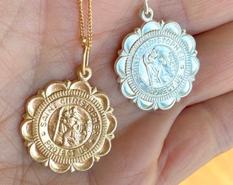 St Christopher ketting, Saint Christopher hanger ketting, religieuze ketting, Saint ketting voor vrouwen, katholieke medaille, cadeau voor vrouwen