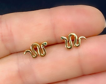 Tiny Snake Earrings, Gold Snake Stud Earrings, Dainty Snake Earrings, Small Gold Studs, Stacking Earrings, Gold Earrings, Gold Studs, Gifts
