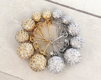 Pave Ball Earrings Etsy