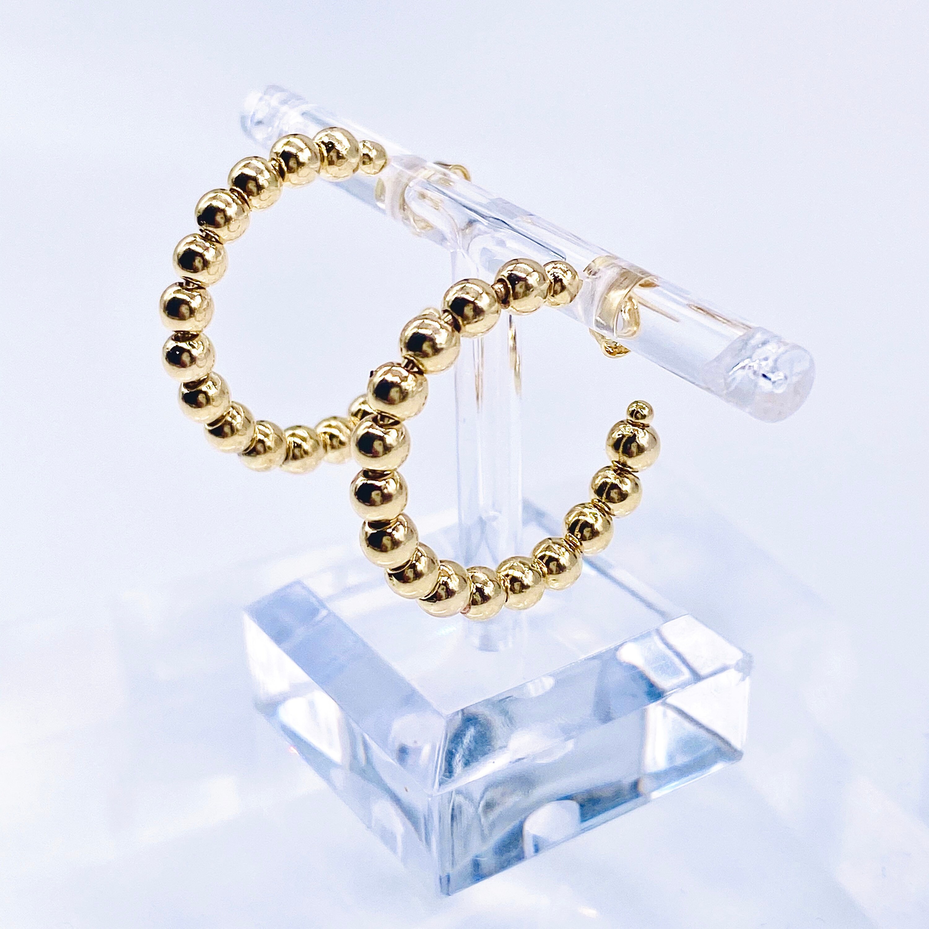 gold hoops with diamond balls