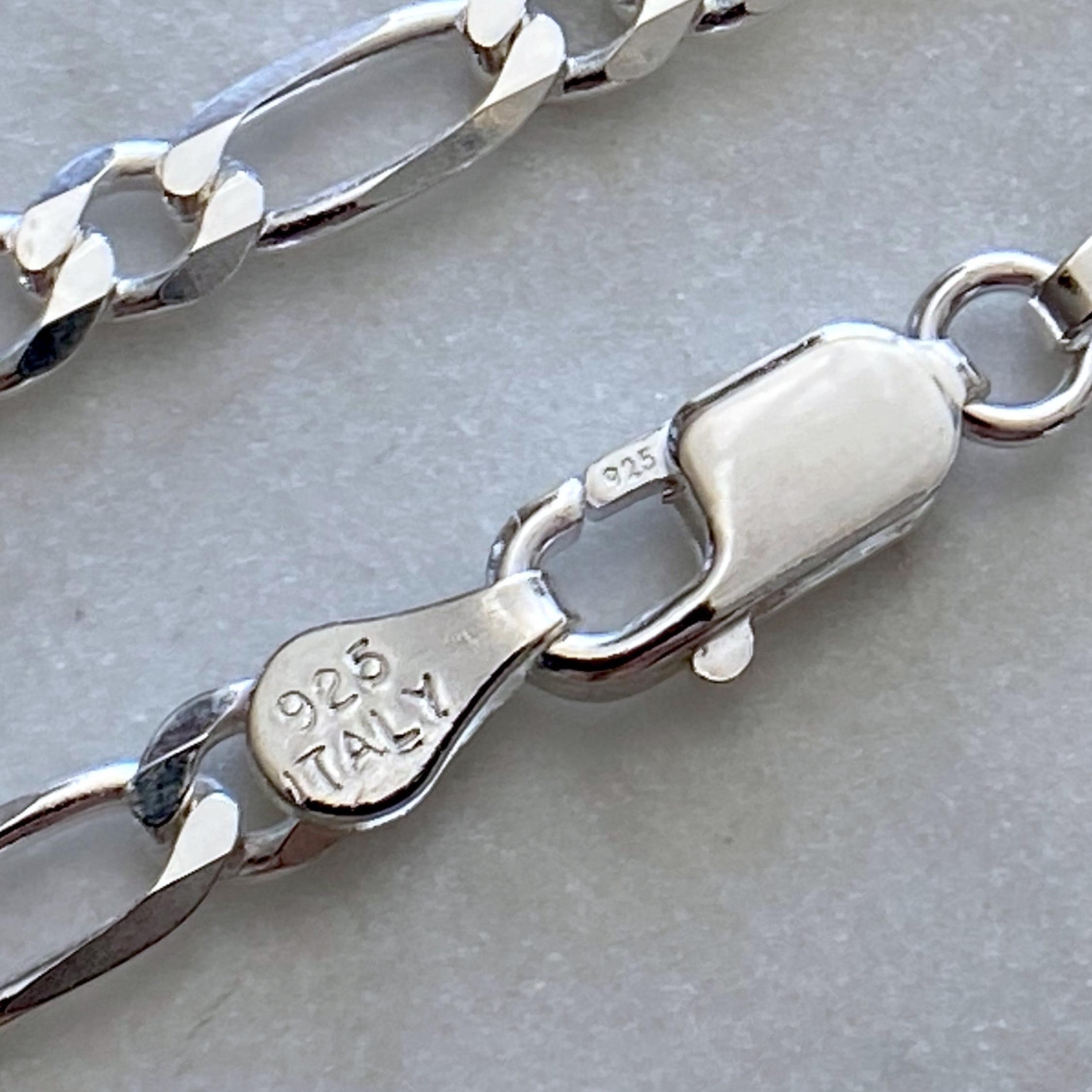 Sterling Silver Figaro Bracelet: 4mm Italian Chain, Everyday