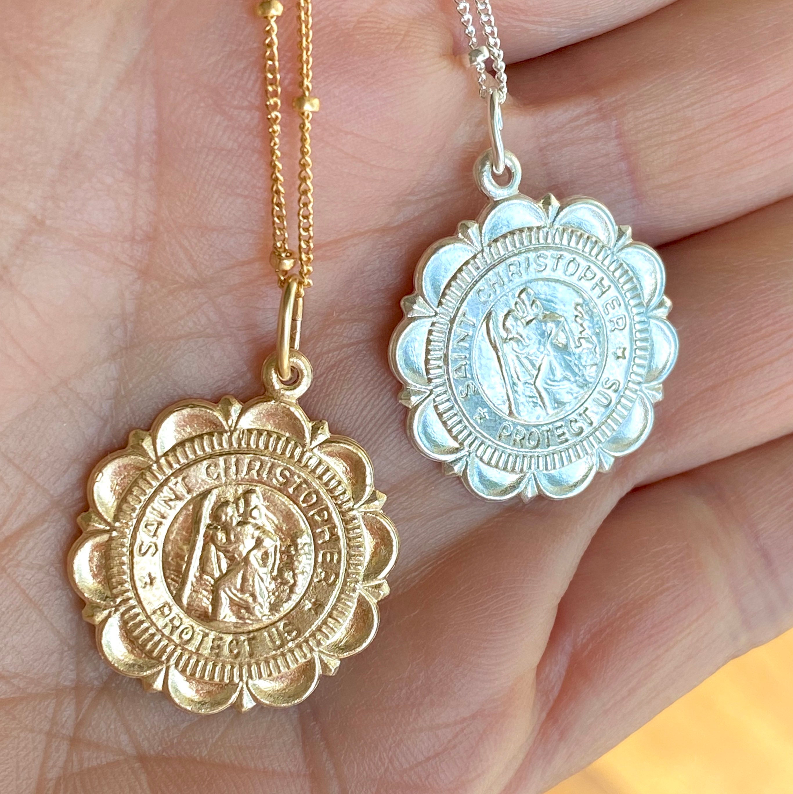 Personalised 18CT Gold St Christopher Necklace