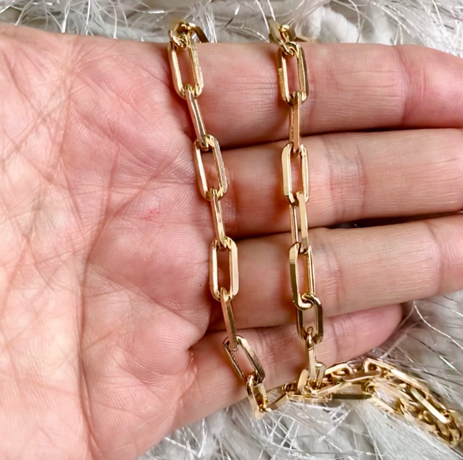 Gold Paperclip Chain Necklace Gold Filled Necklace Paperclip Etsy