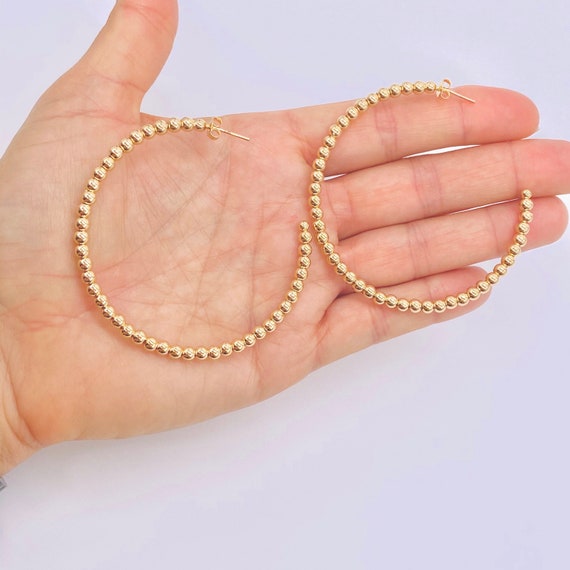 Large Gold Bead Hoops