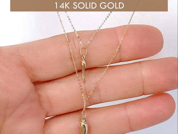 14K Gold Italian Horn Necklace