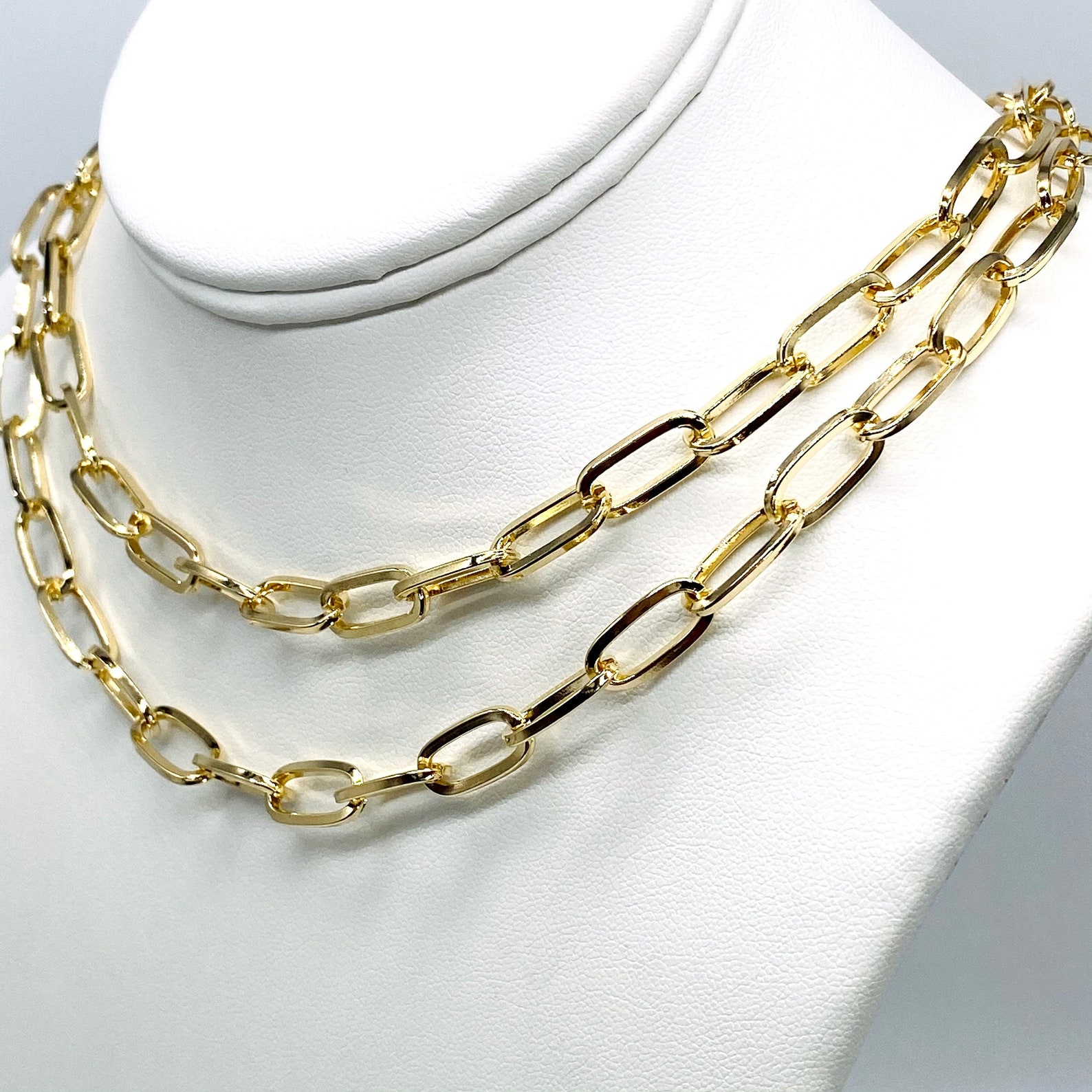 Paperclip Chain Necklace Gold Filled Paperclip Necklace Etsy