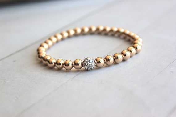 Gold Bead Diamond Bracelet