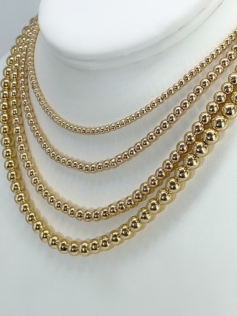 Gold Bead Necklace, Gold Beaded Necklace, Gold Ball Necklace, 3mm Bead Choker, Dainty Gold Necklace, Layering Necklace, Gold Beaded Choker image 8