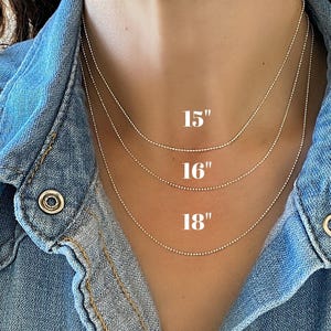 Thin Beaded Necklace, 925 Sterling Silver Sparkle Ball Chain, Dainty 1mm Bead Necklace, Silver Choker Ball Necklace  14&quot; 15&quot; 16&quot; 18&quot; 20&quot;
