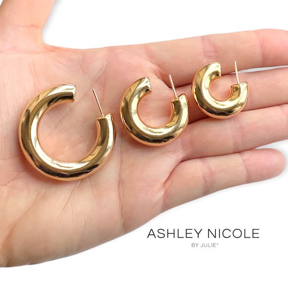 Statement Chunky Gold Tube Hoop Earrings