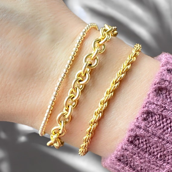 Gold Round Link Bracelet