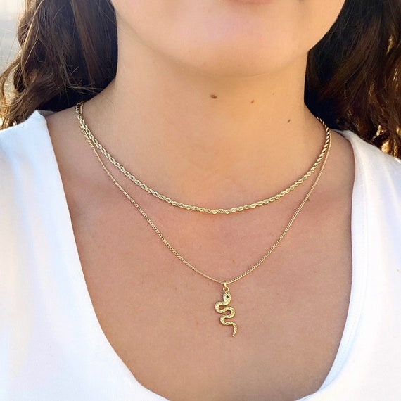 Gold Snake Pendant Necklace