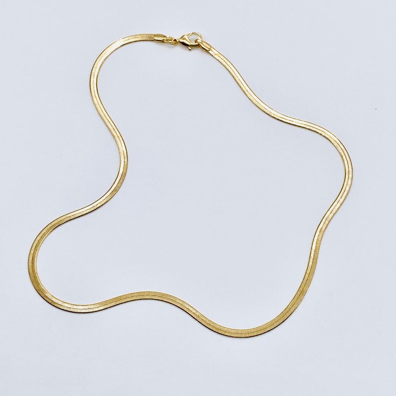 Visgraat ketting voor vrouwen, gouden ketting ketting, minimalistische ketting, slang ketting ketting, verstelbare gelaagdheid ketting, cadeaus voor moeder afbeelding 8