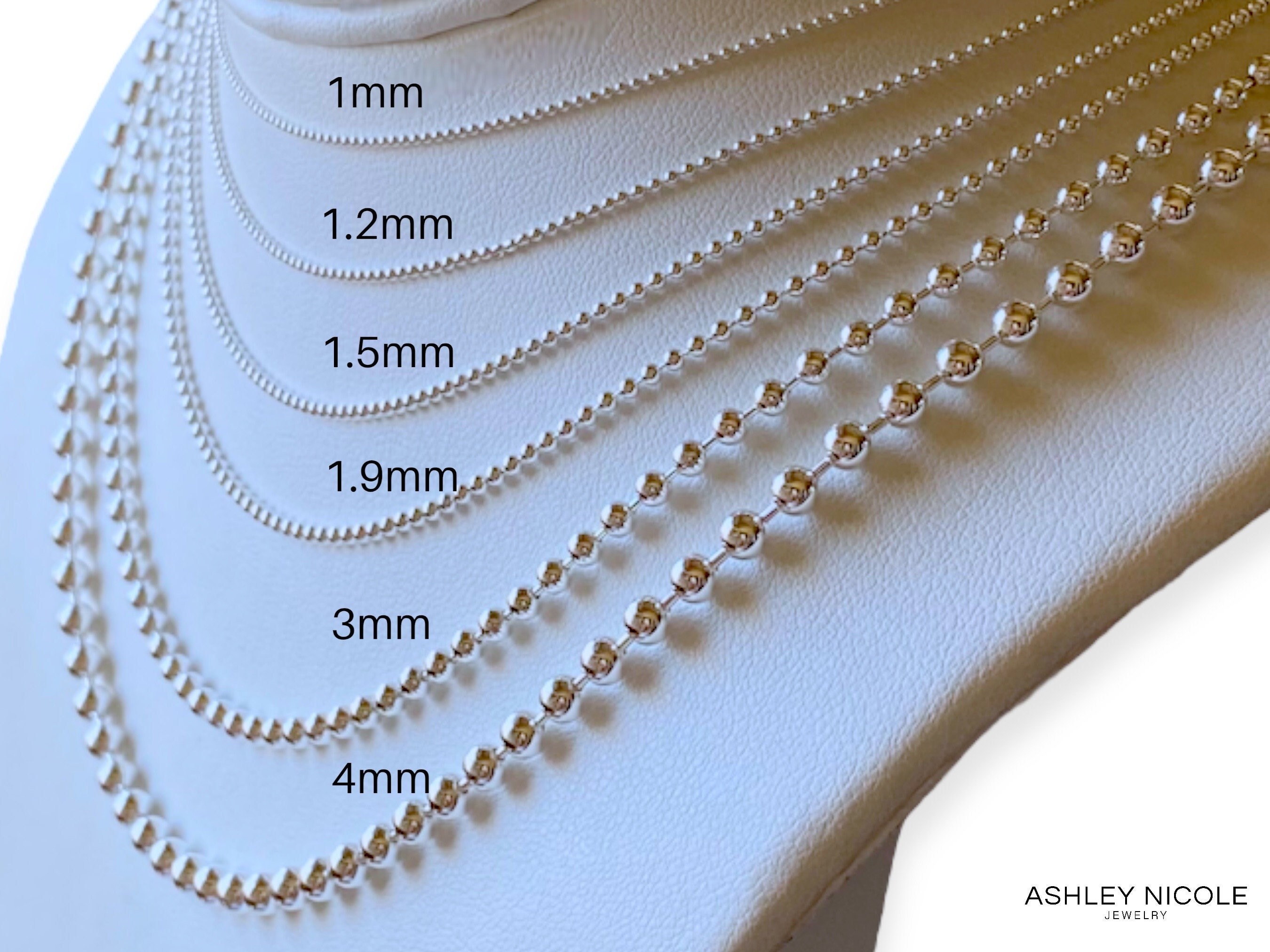 Ball Chain in Silver 2mm, 2.5mm, 3mm or 4mm, 16 to 36 Bead Chain