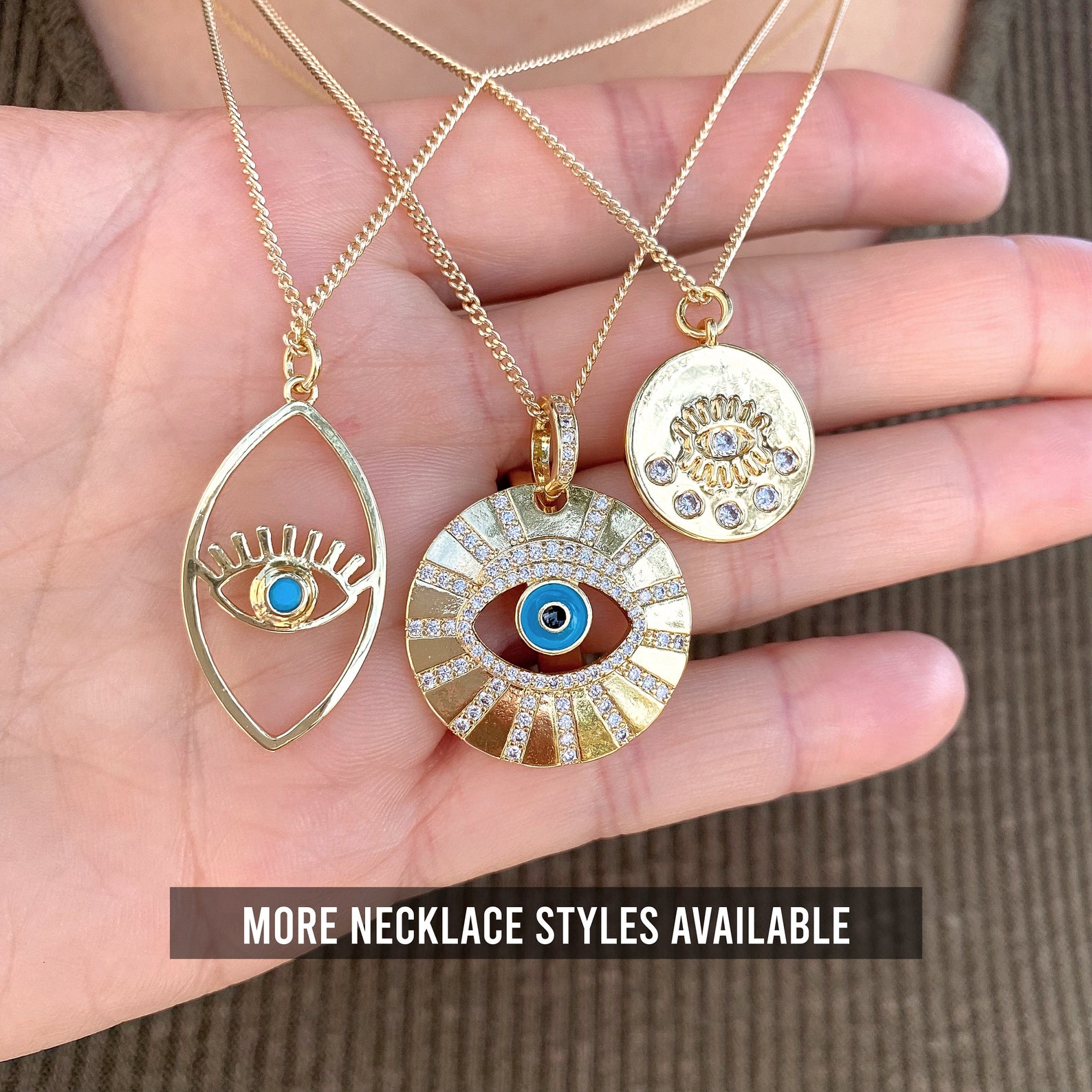 Evil Eye Necklace Blue Evil Eye Protection Jewelry Positive Etsy