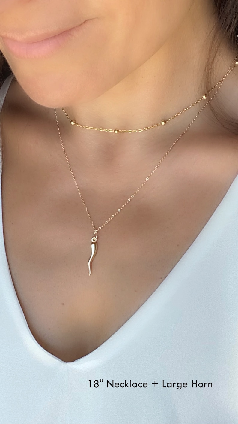 Italian Horn Necklace, Gold Horn Necklace, Gold Cornicello Protection Necklace, Gold Filled Necklace, Mini Gold Horn Pendant, Italian Gifts image 8