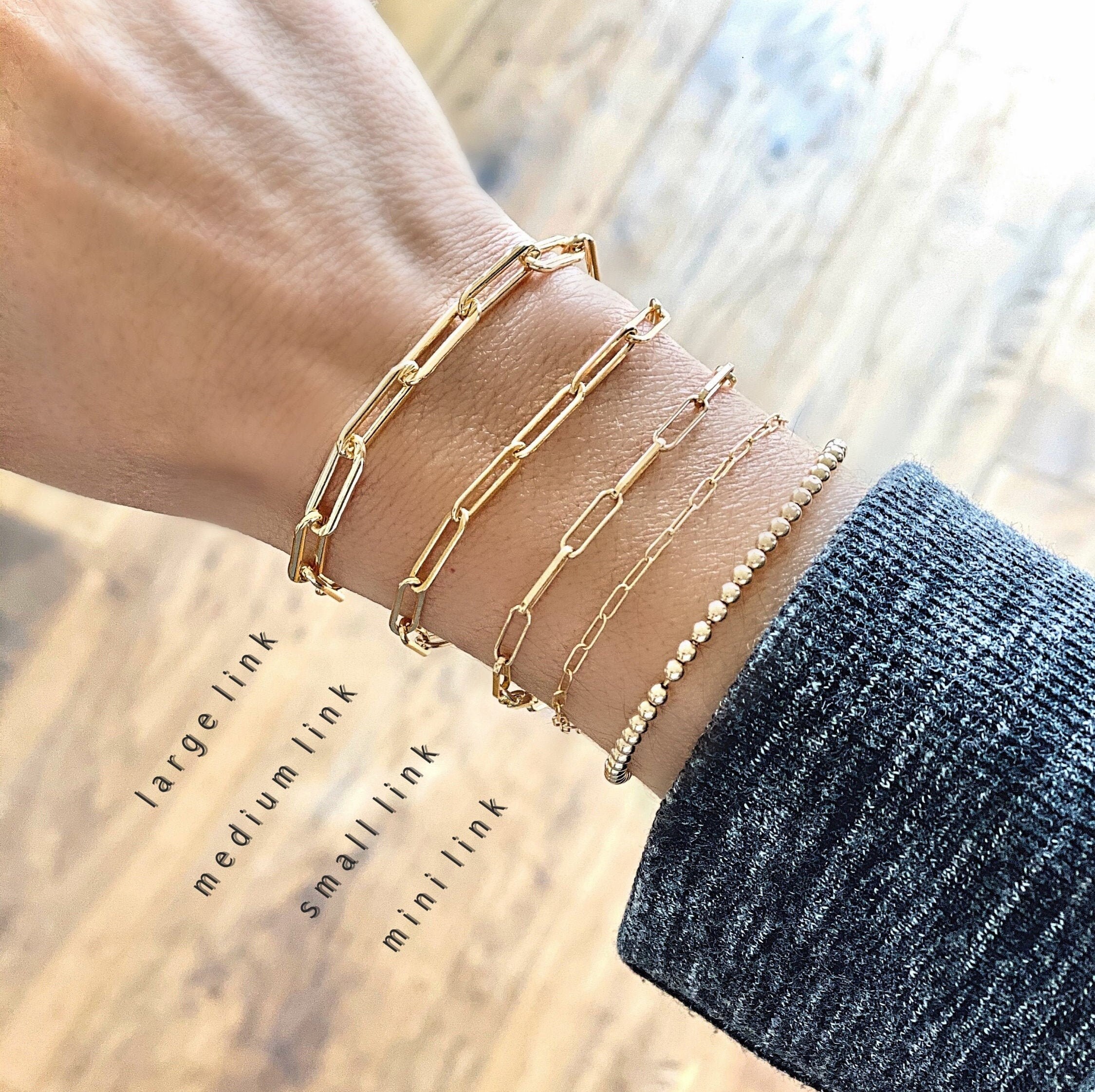 Gold Paperclip Link Chain Bracelets, Thick Gold Link Chain, 14K Gold …