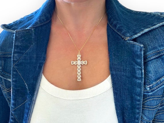 Large Gold Cross Necklace