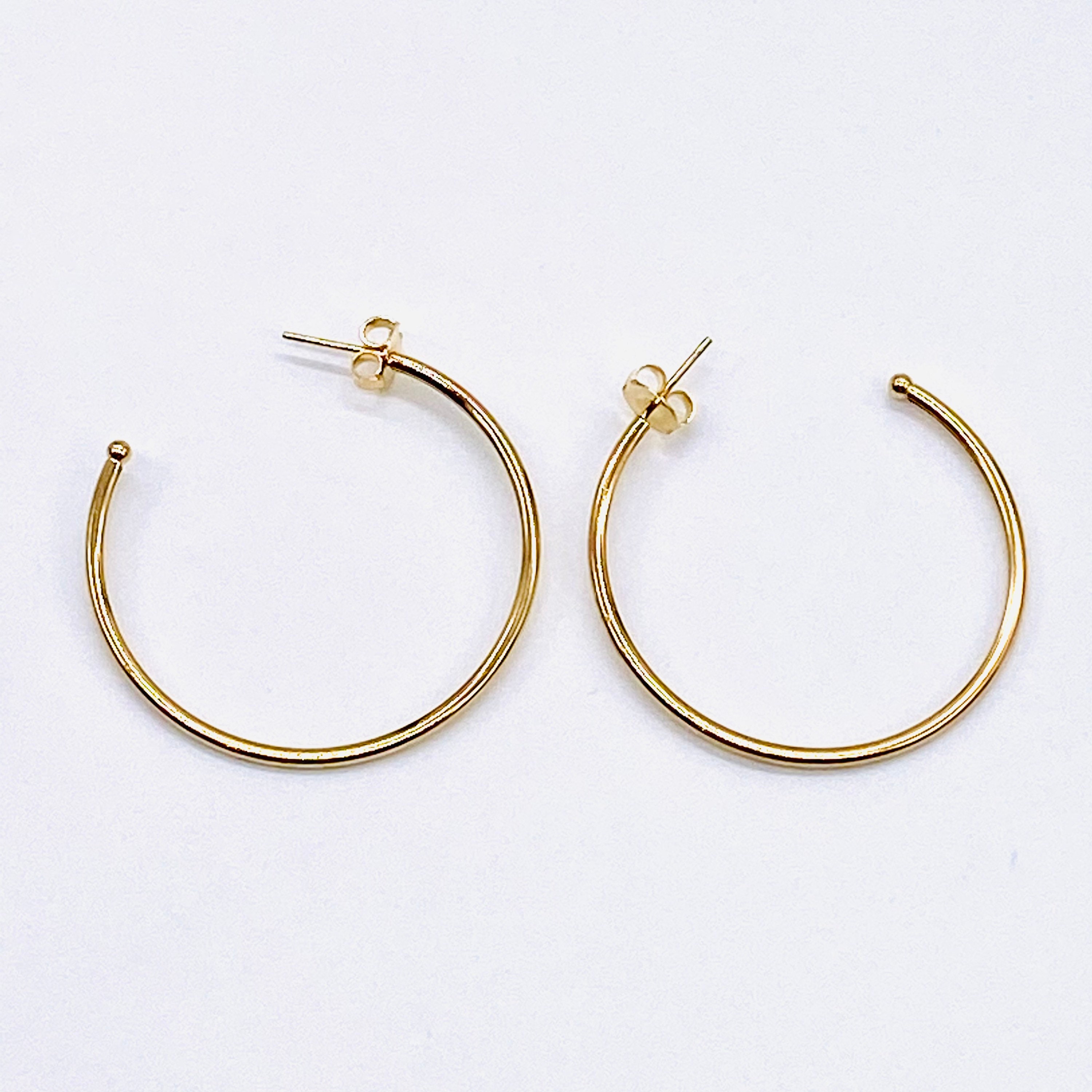 Thin Gold Hoop Earrings Large Gold Hoops Mm Hoops Inch Etsy