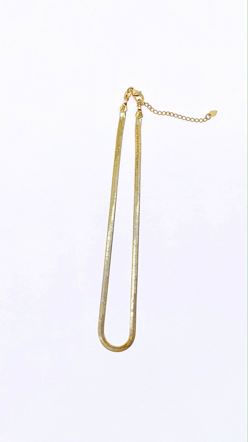 Gold Herringbone Necklace 4mm Gold Filled Herringbone Flat Etsy
