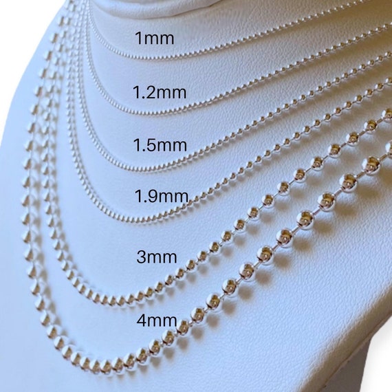 Sterling Silver Ball Chain Necklace, 1mm to 4mm Italian 925 Silver