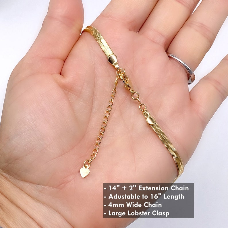 Gold Herringbone Necklace 4mm Gold Filled Herringbone Flat Etsy