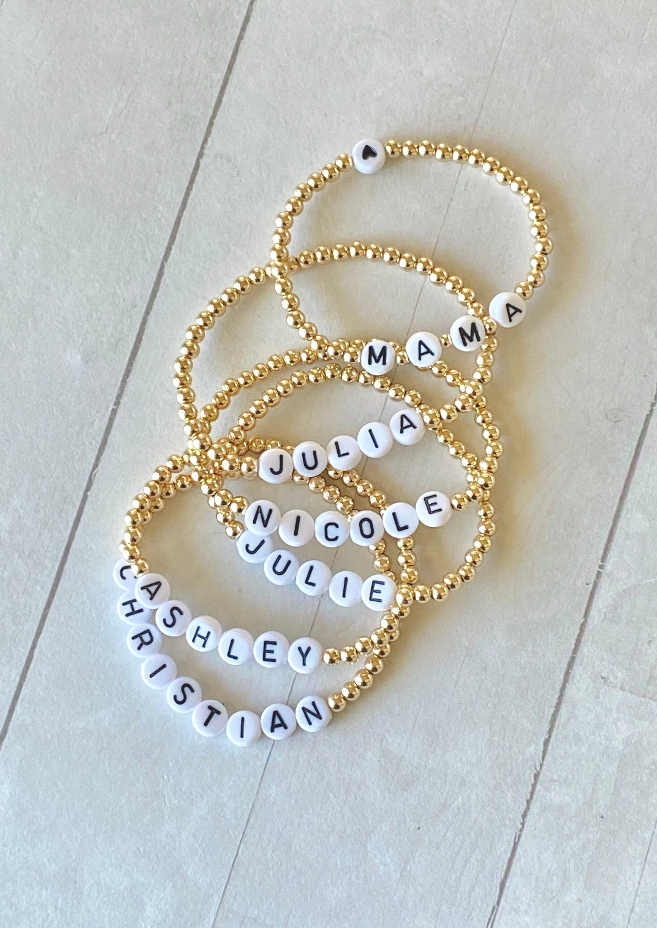 Customized Word Bracelet Gold Filled Bracelet 14K Gold Filled Personalized Name Bracelet Gold Beaded Name Bracelet Gold Ball Beads