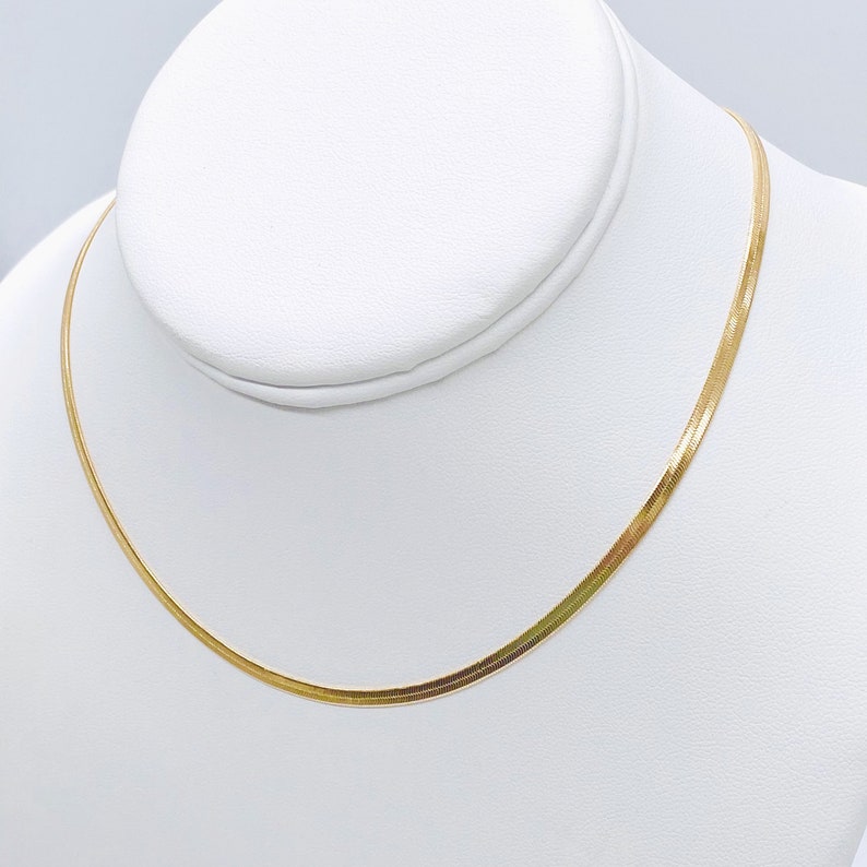 Visgraat ketting voor vrouwen, gouden ketting ketting, minimalistische ketting, slang ketting ketting, verstelbare gelaagdheid ketting, cadeaus voor moeder afbeelding 3