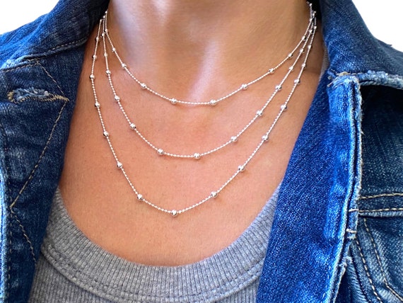 Silver Ball Station Necklace