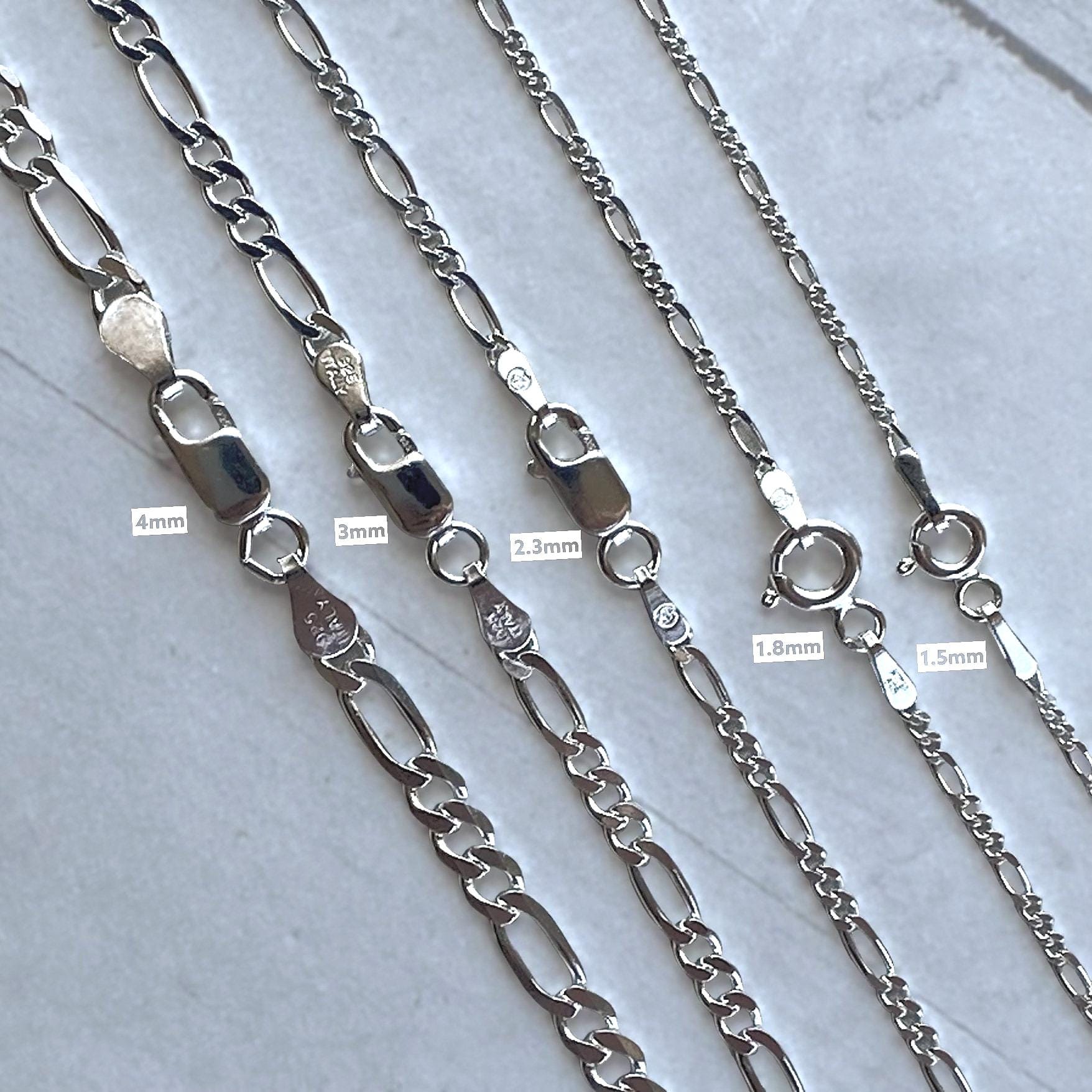 Sterling Silver Figaro Necklace: Solid 925 Italian Chain, Everyday