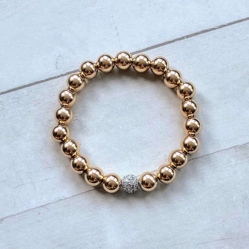 Gold Bead Bracelet 14K Gold Filled Beaded Bracelet Gold Bead Etsy