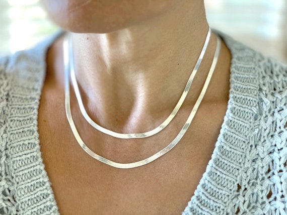 Silver Herringbone Necklace or Bracelet 