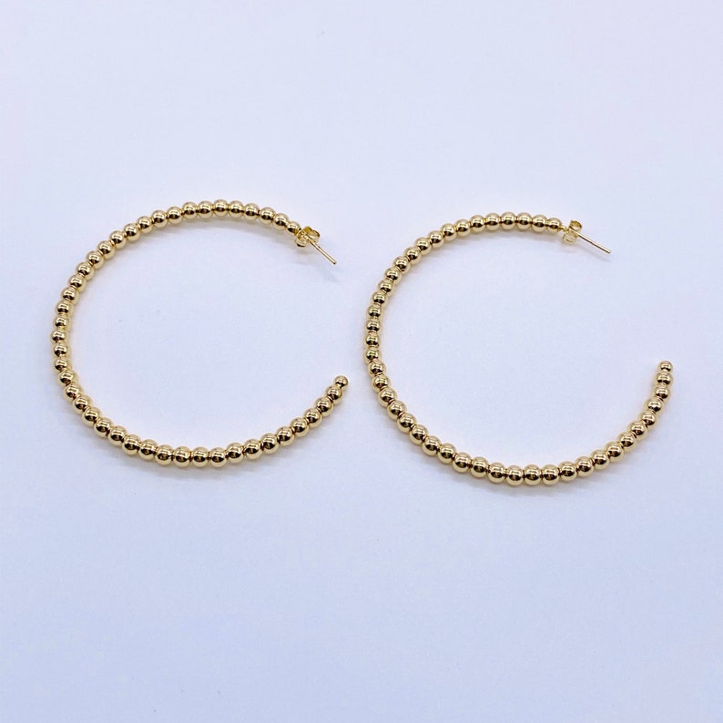 Gold Ball Hoop Earrings Beaded Hoop Earrings Gold Filled Etsy