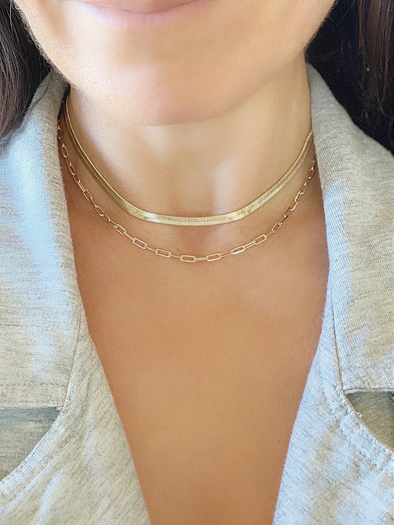 Layered Necklace Set Gold Chain 