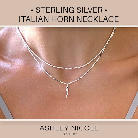 Silver Italian Horn Necklace