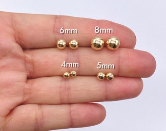 Gold Ball Earrings, Ball Studs Gold, 14K Gold Filled Ball Stud Earrings  Gold Stud Earring, 3mm, 4mm, 5mm, 6mm, 8mm, Women's Gold Earrings