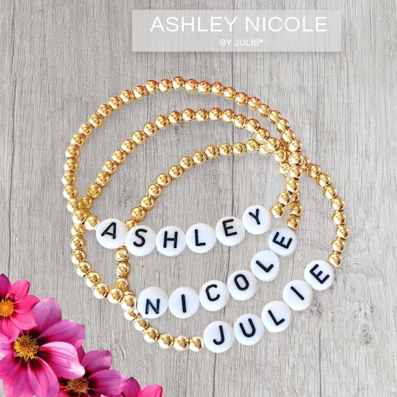 Gold Bead Name Bracelet