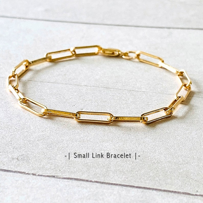 14K Gold Filled Paperclip Chain Bracelet Paperclip Link Etsy